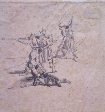 Fire soldater i aktion af Giovanni Fattori