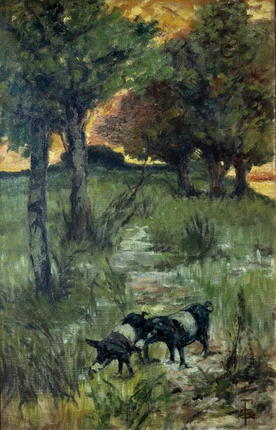 Italien, Firenze, grise på græs af Giovanni Fattori