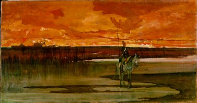 Vagtmand på en flod Vagtmanden ved floden. Maleri af Giovanni Fattori (1825-1908) 1885-1890 Søn. 27x57 cm Firenze, Galleria d