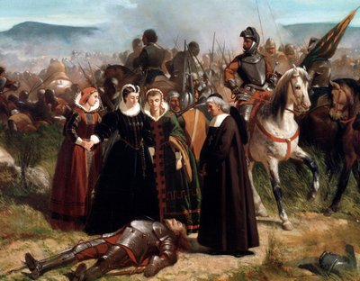 Mary Queen of Scots, i slaget ved Langside, kæmpede den 13. maj 1568. detalje - Maleri af Giovanni Fattori