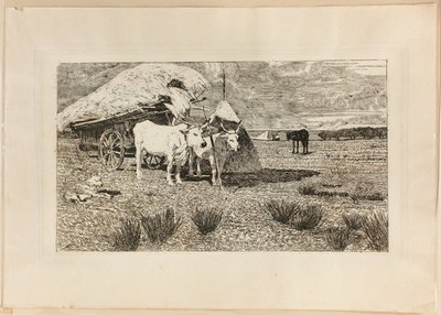 Okser og vogn (Maremma) af Giovanni Fattori