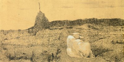 Pio Bove (from eller fredelig okse) af Giovanni Fattori (1825-1908), ætsning af Giovanni Fattori