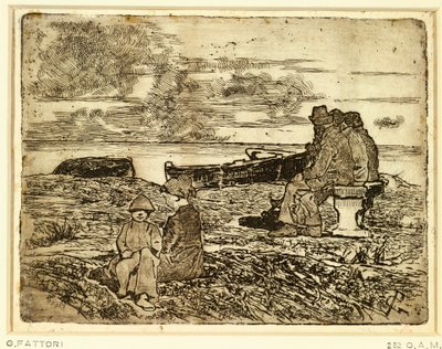 Sømænd hviler af Giovanni Fattori (1825-1908), ætsning af Giovanni Fattori