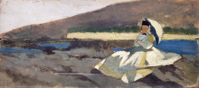 Siddende dame i Landskab af Giovanni Fattori