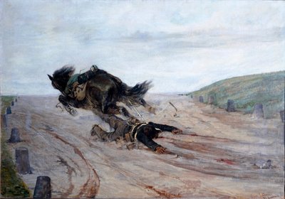 Foden i hesten Hesten falder. Maleri af Giovanni Fattori (1825-1908) 1878-1879 Dim.90x130 cm Firenze, Modern Art Gallery af Giovanni Fattori