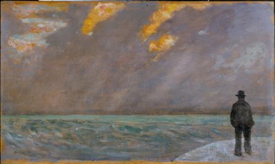 Solnedgang over havet af Giovanni Fattori