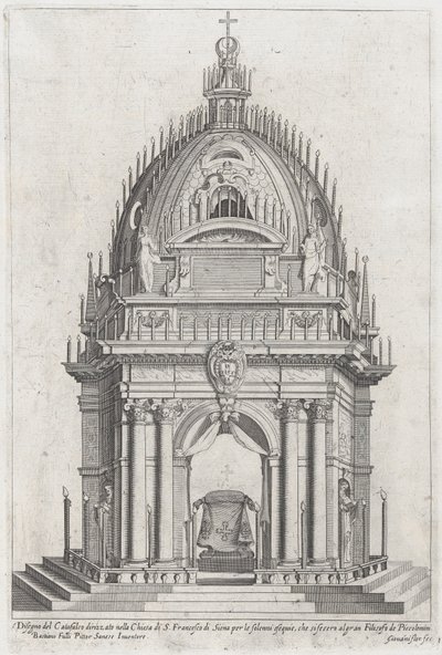 Design af katafalken for Francesco Piccolomini, 1607. af Giovanni Florimi