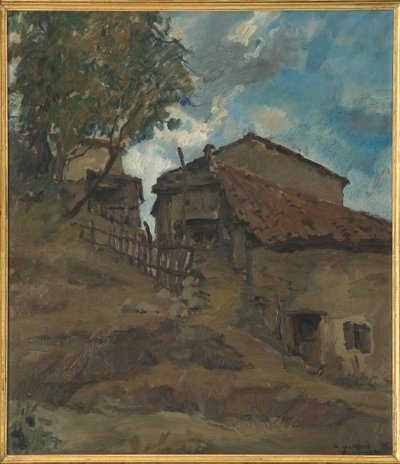 Mountain Traditional Housefarm (olie på krydsfiner) af Giovanni Forghieri