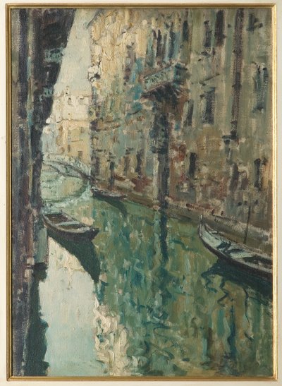 Venetiansk kanal (oliemaleri) af Giovanni Forghieri