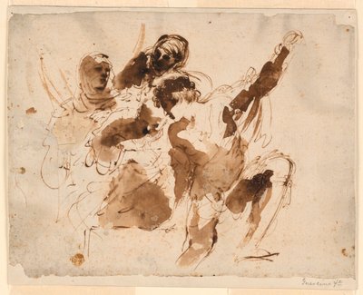 Studie af fire figurer til begravelsen af St. Petronilla Altertavle ved St. Peter