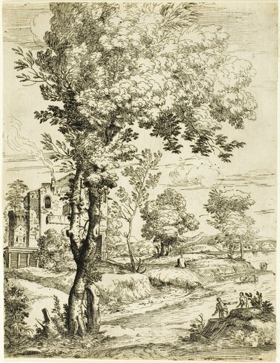 Landskab med et hus af Giovanni Francesco Grimaldi