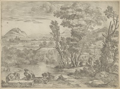 Landskab med fire terninger af Giovanni Francesco Grimaldi