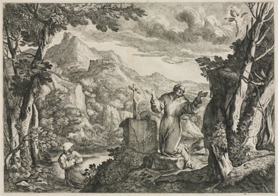 St. Frans af Assisi modtager Stigmata. af Giovanni Francesco Grimaldi