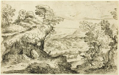 To mænd på en bjergtop af Giovanni Francesco Grimaldi
