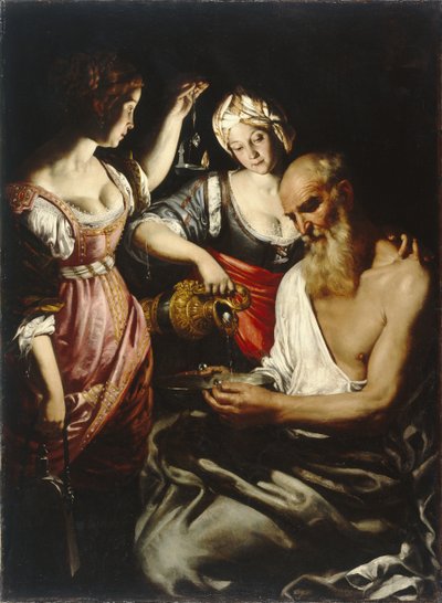 Lot og hans døtre af Giovanni Francesco Guerrieri