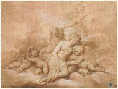 Kvinde med børn af Giovanni Francesco Romanelli