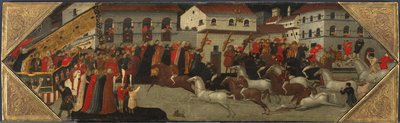 Panel fra en Cassone: The Race of the Palio in the Streets of Florence, 1418 af Giovanni Francesco Toscani