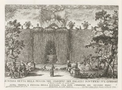 Fontein in de tuinen af ​​Quirinal Palace i Rom Fontæne kendt som regnen i haven til pavepaladset på Quirinale (...) (titel på objektet) Springvandene i Roms paladser og haver (serietitel) Fonteinen in de paleizen en tuine af Giovanni Francesco Venturini