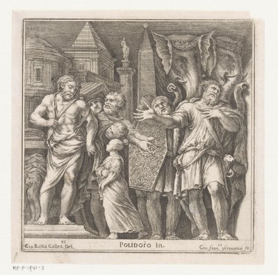 Gruppe af figurer og to elefanter i en by af Giovanni Francesco Venturini