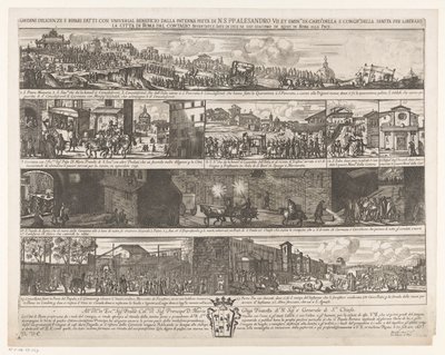 Optocht om Rom kan frit laves af pest Diligence-ordrer og reparationer foretaget med universel fordel af den faderlige Pietra di N. S. PP. Alexander VII. et emin.mi SS. card.li fra S. congr.me della sanita for at befri byen Rom fra smitte (titel på o af Giovanni Giacomo de