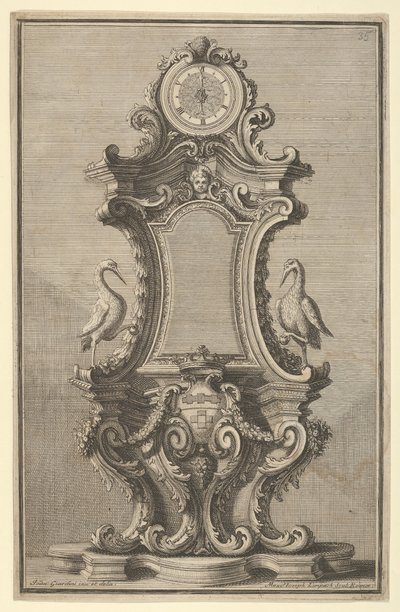 Design for a Clock, from Disegni Diversi, 1714 or 1750. dani af Giovanni Giardini
