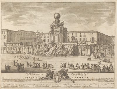 Janus-templet, til "Chinea"-festivalen af Giovanni Girolamo Frezza after Alessandro Specchi