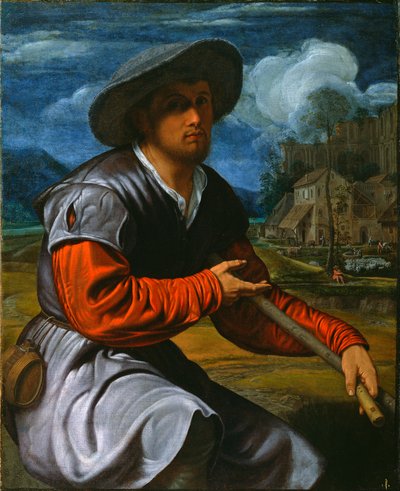 Hyrde med fløjte, ca. 1525 (olie på lærred) af Giovanni Girolamo Savoldo