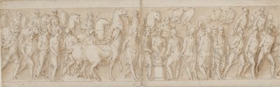 Tilfangetagne kvinder føres bort (slutningen af LXXIII); parade af livredderne (LXXIV); Marcus Aurelius ofrer ved et alter (LXXV); Marcus Aurelius ser et angreb (begyndelsen af LXXVI) af Giovanni Guerra