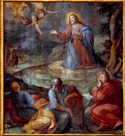 Bønnen i oliventræernes have Fresco af Giovanni Balducci sagde il Cosci (1560-1603) 1594-1600 Rom, Santa Prassede, Italien af Giovanni Il Cosci Balducci