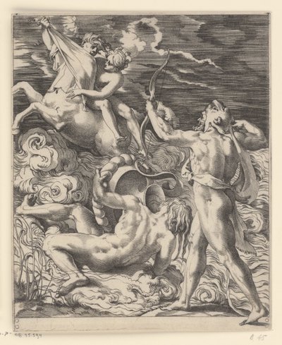 Herkules dræber kentauren Nessus Scener med Hercules (serietitel) af Giovanni Jacopo Caraglio