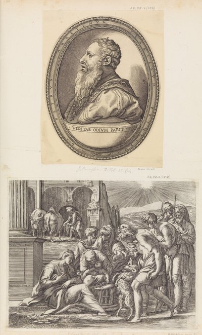 Hyrdernes tilbedelse. af Giovanni Jacopo Caraglio