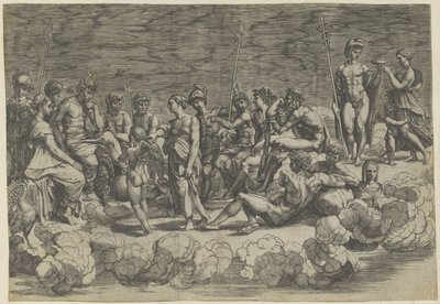 Samling af guder på Olympen af Giovanni Jacopo Caraglio