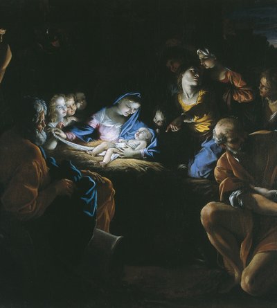 Tilbedelse af hyrderne (olie på lærred) af Giovanni Lanfranco