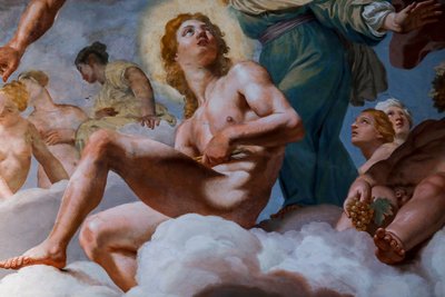 Apollo. Detalje af "Gudernes råd" 1624-1625. freske af Giovanni Lanfranco