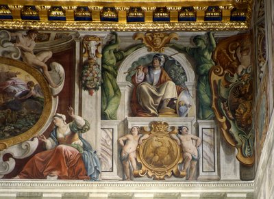 Detalje fra freskoen i paladset, Quirinalpaladset, Rom af Giovanni Lanfranco