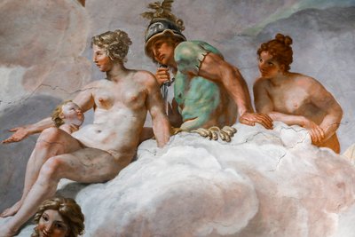 Venus og Mars. Detalje af "Gudernes råd" 1624-1625. freske af Giovanni Lanfranco