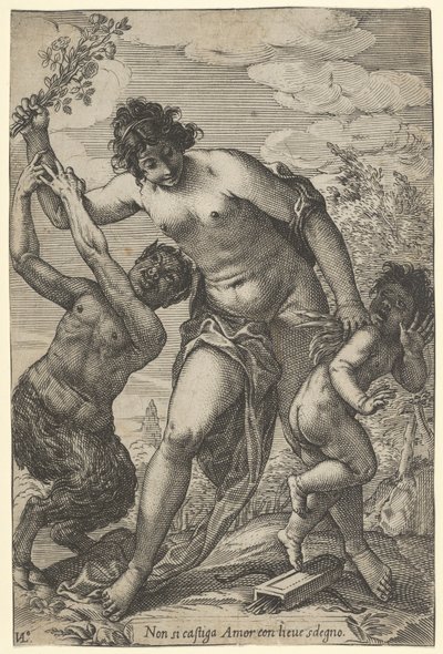 Venus pisker Amor med roser, begyndelsen af det 17. århundrede., begyndelsen af det 17. århundrede. af Giovanni Luigi Valesio