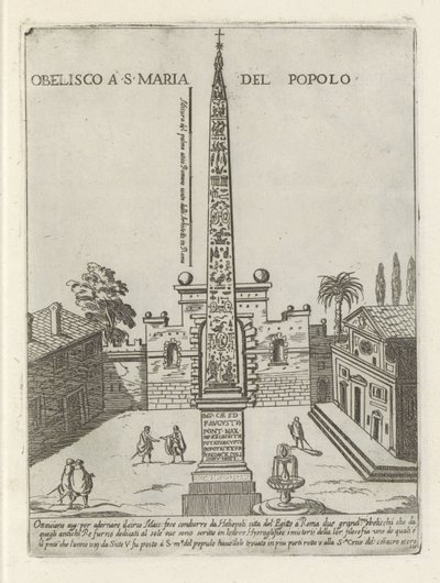 Den egyptiske obelisk af Ramses II på Piazza del Popolo i Rom Obelisco a S. Maria del Popolo (titel på objektet) Moderne og antikke monumenter og bygninger i Rom (serietitel) Ornamenti di fabriche antichi et moderni dell