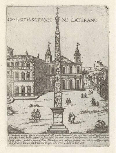 Lateran Obelisk bag St. John Lateran i Rom Obelisco a S. Giovanni Laterano (titel på objektet) Moderne og antikke monumenter og bygninger i Rom (serietitel) Ornamenti di fabriche antichi et moderni dell