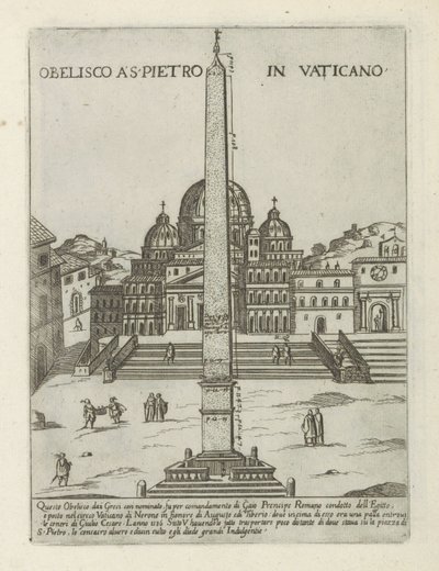 Vatikanets Obelisk Obelisco a S. Pietro in Vaticano (titel på objekt) Moderne og antikke monumenter og bygninger i Rom (serietitel) Ornamenti di fabriche antichi et moderni dell