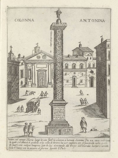 Søjle af Marcus Aurelius i Rom Colonna a S. Antonio (titel på objekt) Moderne og antikke monumenter og bygninger i Rom (serietitel) Ornamenti di fabriche antichi et moderni dell