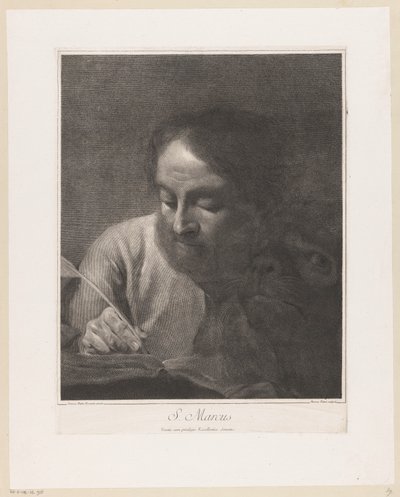 Evangelisten Mark med Løve S. Marcus (titel på objekt) af Giovanni Marco Pitteri