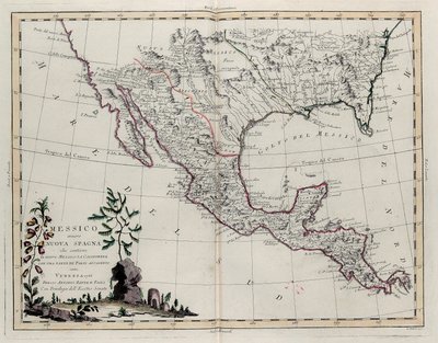 Mexico eller New Spain, der indeholder New Mexico, Californien med en del af tilstødende lande, fra Tome IV i New Atlas, indgraveret af G. Zuliani, 1785 af Giovanni Marco Pitteri