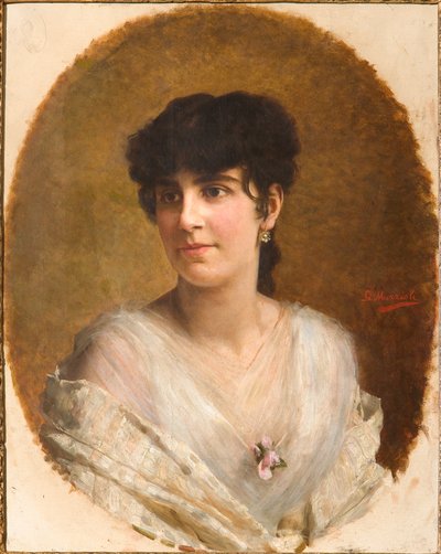 Face of a Girl (olie på lærred) af Giovanni Muzzioli