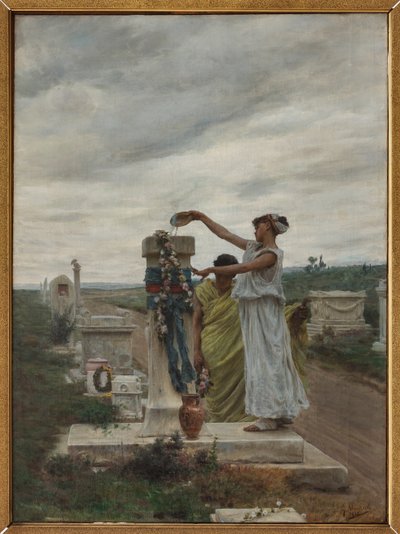 Ære til heltene (en ritual i det antikke Grækenland) (olie på lærred) af Giovanni Muzzioli