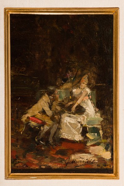 Studie til Love Notes (olie på panel) af Giovanni Muzzioli