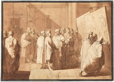 Fra Bartolommeo viser Rafael Leonardo og Michelangelos kartonner af Giovanni Paolo Lasinio
