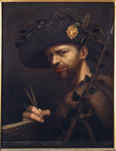 Selvportræt som abbed i Accademia della Valle di Blenio af Giovanni Paolo Lomazzo