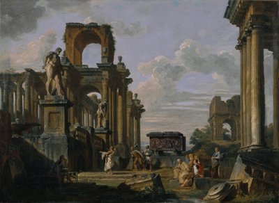 Capriccio af antik arkitektur og skulptur. af Giovanni Paolo Panini
