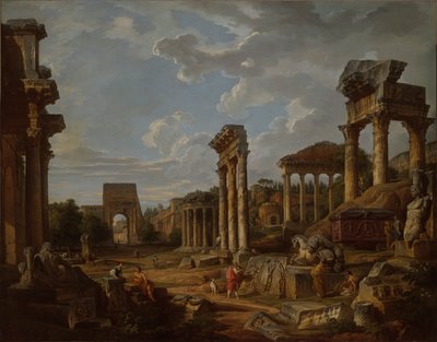 En Capriccio fra Forum Romanum af Giovanni Paolo Panini